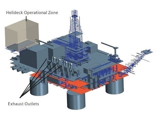 The offshore platform is powered by burning some of the gases it produces